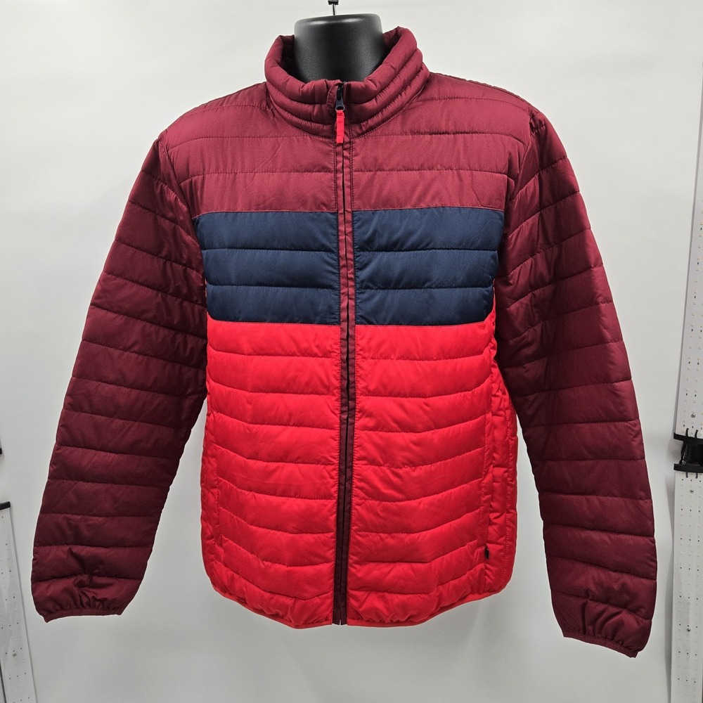 Gap Jacket Men's XL Cold Control Full Zip Lightweight Puffer Maroon Red Blue